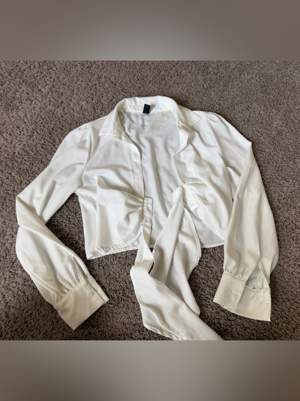 Preloved Cream Tie-Front Blouse